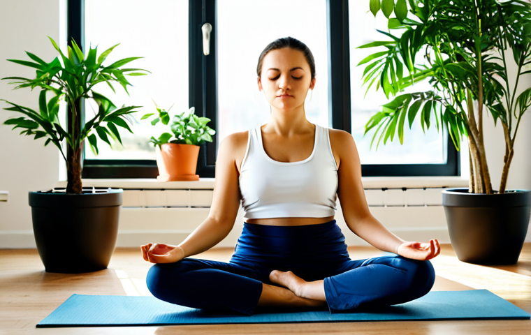 Stress Reduction & Mindfulness**
"A serene woman in comfortable, modest clothing practicing yoga in a sunlit studio, fully clothed, appropriate attire, safe for work. She is in a meditative pose with eyes closed, surrounded by potted plants. Soft, diffused lighting creates a calming atmosphere. Perfect anatomy, correct proportions, natural pose, well-formed hands, proper finger count, natural body proportions, digital art, high quality, professional, family-friendly."
**