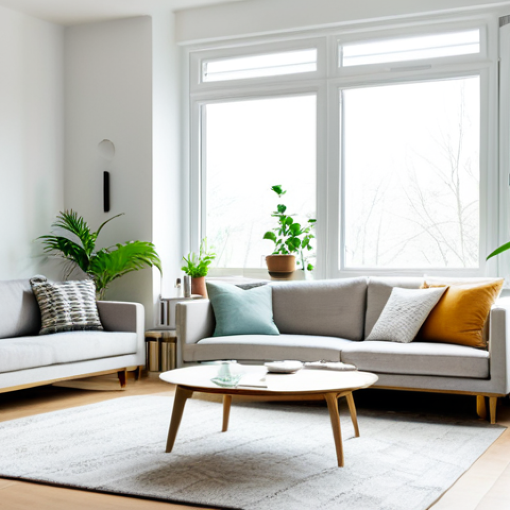 Allergy-Friendly Home**

"A bright, airy living room with a modern air purifier in the corner, HEPA filter, sunlight streaming through closed windows, houseplants in ceramic pots, minimalist decor, safe for work, appropriate content, fully clothed, professional interior design, perfect anatomy (implied through room elements), natural proportions, high quality, family-friendly."

**