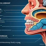 코골이 진단과 치료 병원 추천 - **Detailed anatomical illustration of the human throat during sleep, focusing on the mechanics of sn...